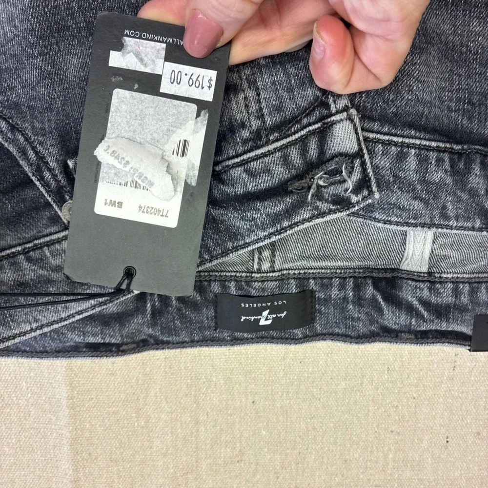7 For All Mankind The Straight Jeans Mens 38 Gray New Distressed Indie Sleeze